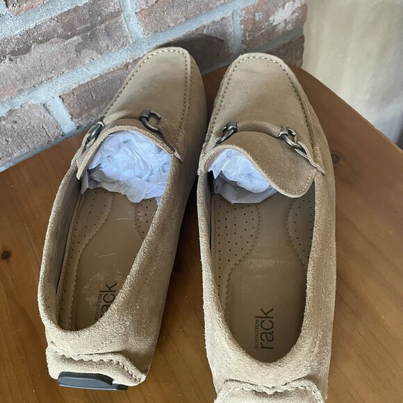 NEW Nordstrom Rack Men's Leather Driving Loafers Size 11.5M Tan Brazil Buckle - Picture 8 of 16